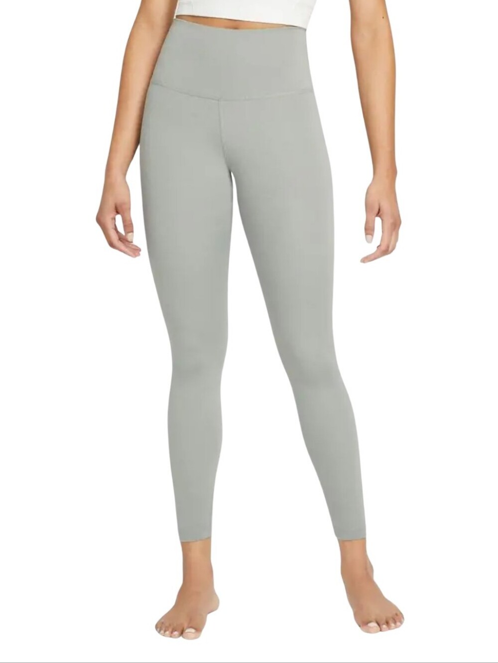 Nike Light Sage Green 7/8 High-Waisted Yoga Tights With Waist Pocket